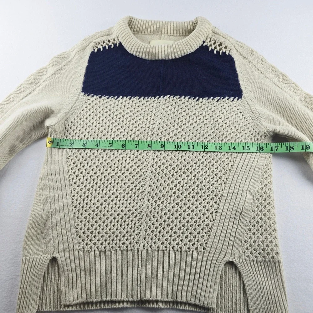 Zadig & Voltaire Rozenn Wool Cashmere Sweater Knit Cream Blue Womens Size Medium
